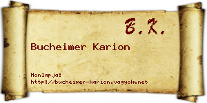 Bucheimer Karion névjegykártya
